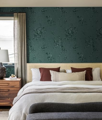 Erfoni Dark Green Floral Embossed Wallpaper - Image 2