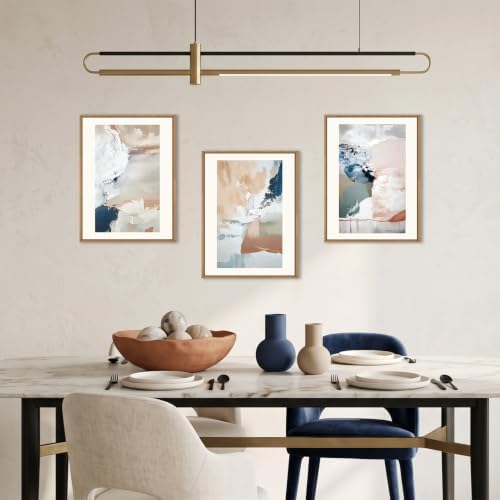 Abstract Brush Strokes Framed Canvas Wall Art, Neutral Navy Blue Wall Decor - Image 3