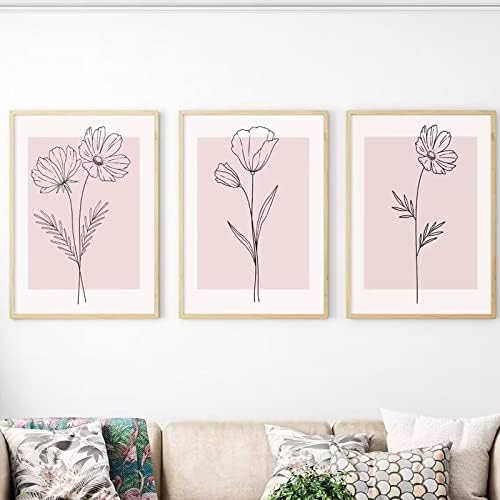 Pink Wall Art Pictures Decor Blush Pink Flower Canvas Painting Floral Botanical by Baccone