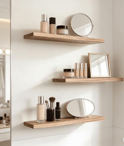 Light Wood Floating Shelves for Wall Shelf 17 Inch Set of 6 - Image 5