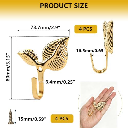 Decorative Wall Hooks 4 Pack, Metal Curtain Holdbacks - Image 2