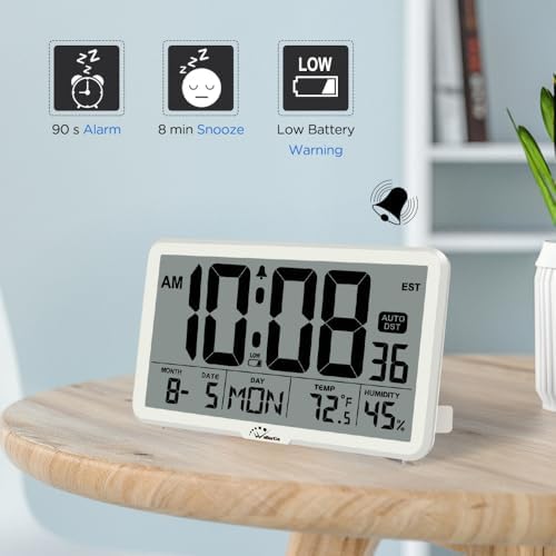 WallarGe Auto Set Digital Wall Clock Battery Operated, Auto DST - Image 5
