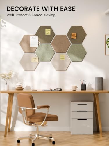 Fluxynara 8-Pack Hexagon Felt Bulletin Board Tiles, Linen Dusk-1 - Image 6