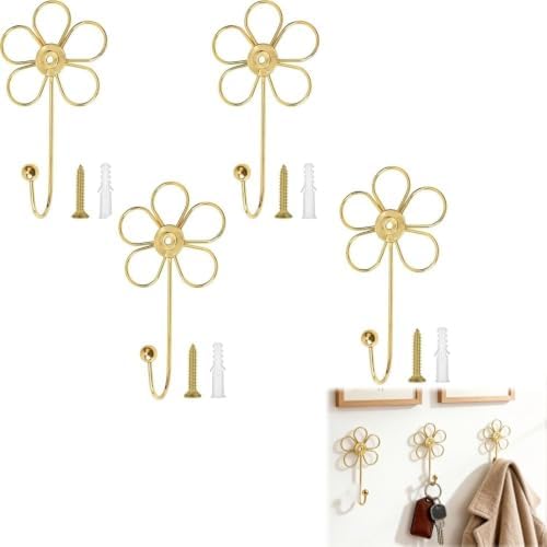 4 Pcs Heavy Duty Decorative Wall Hooks, Creative Flower Shaped Wall Mounted Hook by Unknown