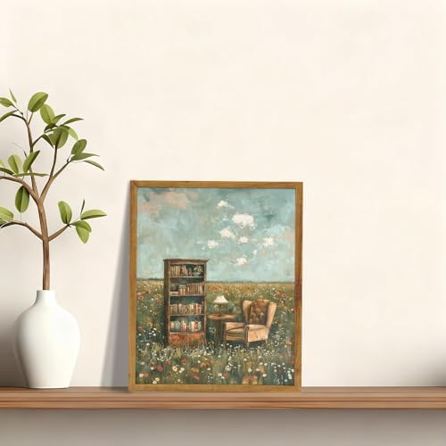 KBKBART Framed Reading Wall Art Whimsical Book Lover Canvas Painting 8x10in - Image 7