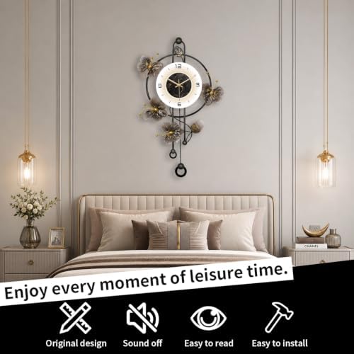 Large Wall Clock Silent Quartz Pendulum Modern Wall Decor 18.8x29.5in - Image 3