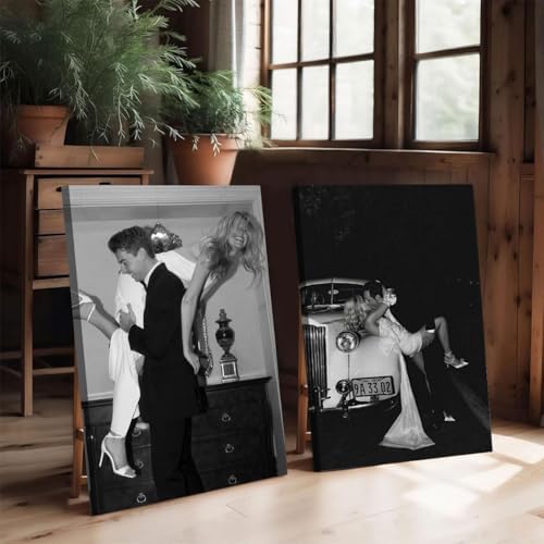2pcs Fashion Vintage Wall arts Black and White Posters Prints Couple Canvas - Image 5