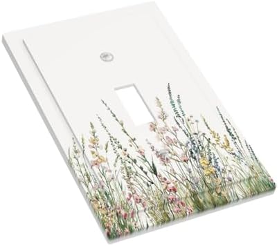 Decorative Light Switch Cover Boho Wildflower Green Leaves Rustic Floral - Image 3