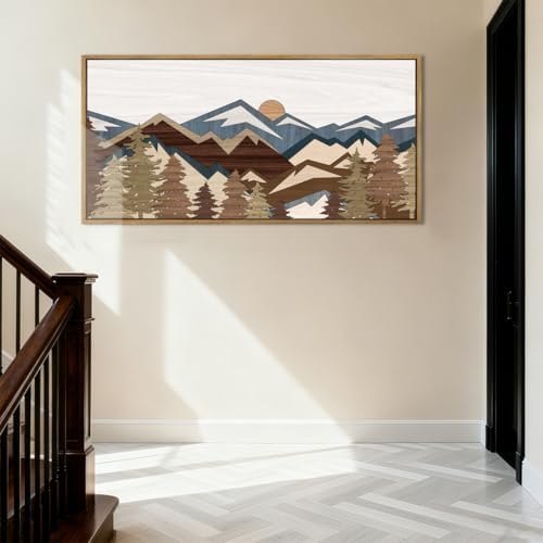 BINCUE Large Mountain Wall Art Framed Boho Wall Decor Mountain Artwork - Image 4