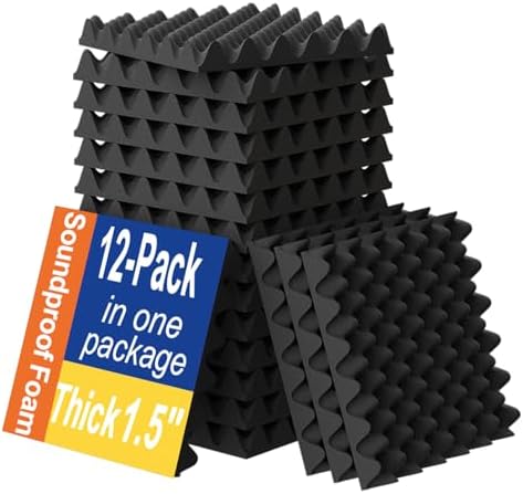 12 Pack 1.5"X12"X12" Sound Proofing Egg Crate Foam Pad, Upgraded Foam Padding by WVOVW