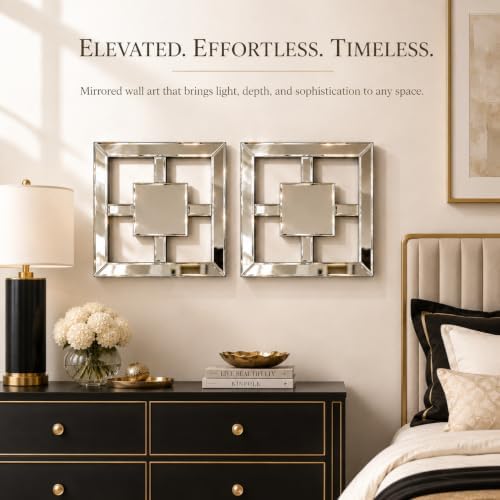 Square Decorative Wall Mirror 12 x 12 Inch, Modern Wall Mounted Accent Mirror - Image 3