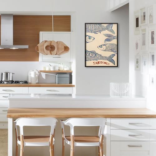 Vintage Sardine Wall Art Modern Kitchen Seafood Fish Poster 08x10 inch Black - Image 4
