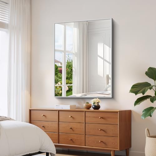 YIROMAN Bathroom Mirror 48"x36", Large Brushed Silver Bathroom Mirror - Image 4