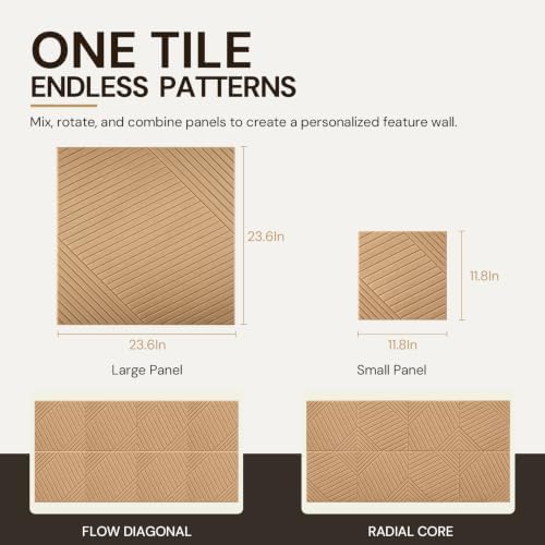 6Pack Acoustic Wall Panels, Wood Peel and Stick Wall Panels, Sound Proof Foam - Image 2