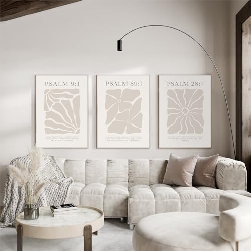 Joocrise Scripture Christian Wall Art Set of 3 Beige Bible Verses Wall Decor - Image 5