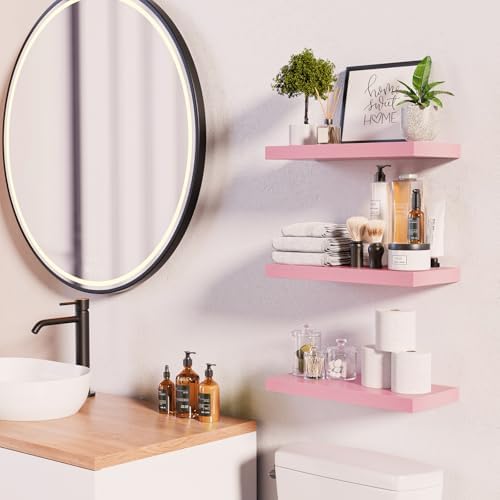 BAYKA Pink Floating Shelves 15.7in, Wall Mounted - Image 2
