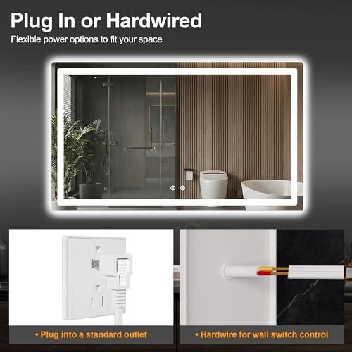 LED Bathroom Mirror with Lights, 30 x 50 Lighted Vanity Wall Mirror - Image 7