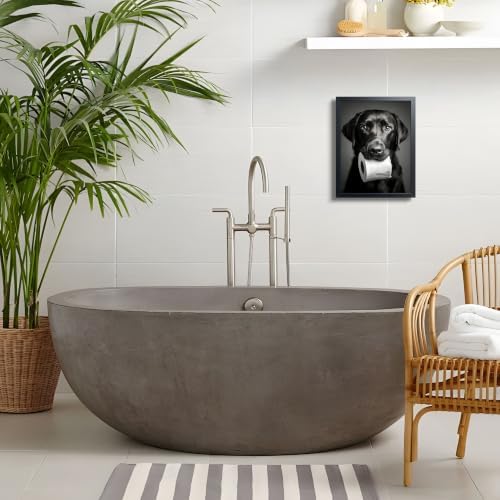 Black and White Bathroom Wall Art, Funny Labrador Dog Canvas Prints Poster - Image 6