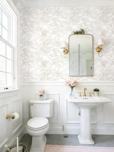 Dimoon 78.7"x17.3" Peel and Stick Wallpaper Floral Beige Neutral White Boho - Image 3