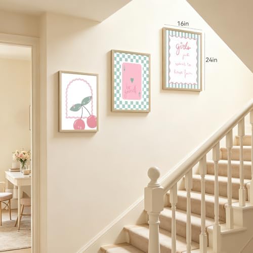 YZELY Preppy Girl Room Wall Art Set of 3, Sage Green Coquette Poster Prints - Image 5