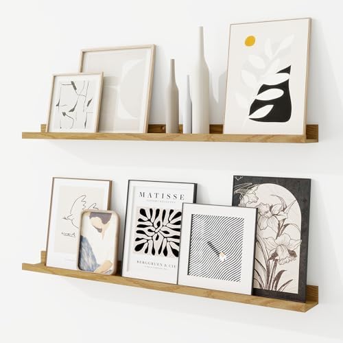 RICHFOCUS Picture Ledge Shelf, 36 inch Floating Shelves Set of 2, Wood Wall by RICHFOCUS