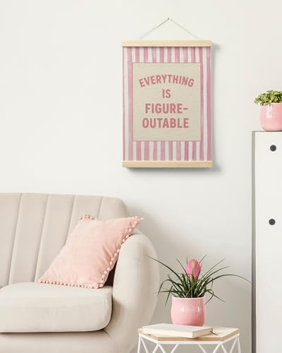 FGFK Preppy Pink Striped Everything Is Figureoutable Inspirational Framed - Image 7