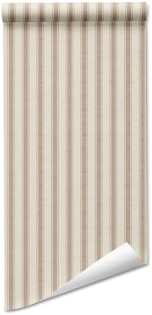 RollsRolla Neutral Beige Stripe Peel and Stick Fabric Canvas Wallpaper - Image 4