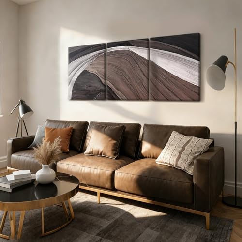 LYYGLYY 3Pcs Framed Brown and Black Canvas Wall Art 12x16 Inches - Image 5