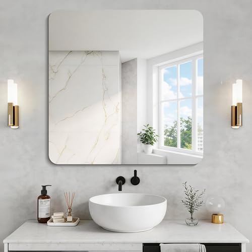 CILIBER Frameless Mirror, 30x30 Square Bathroom Mirrors - Image 5