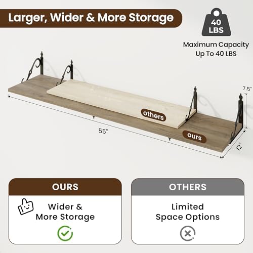 RICHFOCUS 12 Inch Deep Floating Shelves - Image 3