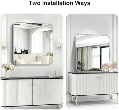 KOCUUY Silver Bathroom Mirror, 30x30 Inch Bathroom Mirror - Image 4