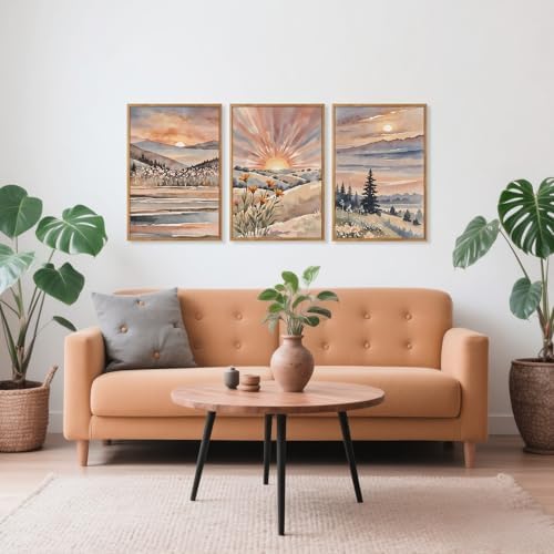 CHDITB Boho Sun Canvas Wall Art Set, Sunrise and Sunset Mountain Wall Decor - Image 5