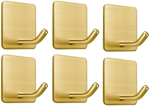 FOTYRIG Gold Self Adhesive Hooks Holds 15lbs-6 Packs by FOTYRIG