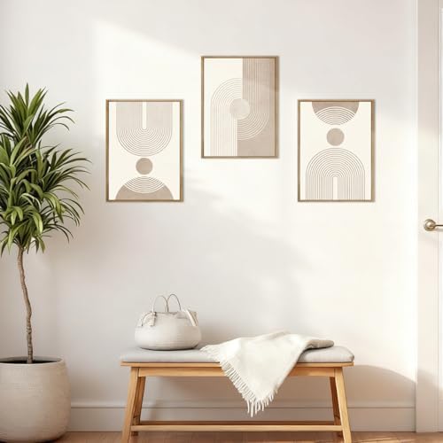 BINCUE Neutral Abstract Wall Art Boho Geometric Wall Decor Mid Century Modern - Image 2