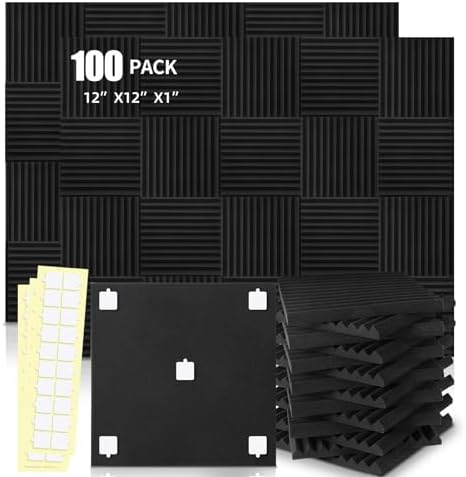 100 Pack Acoustic Panels 1 X 12 X 12 Inches by HWLIYUTAI