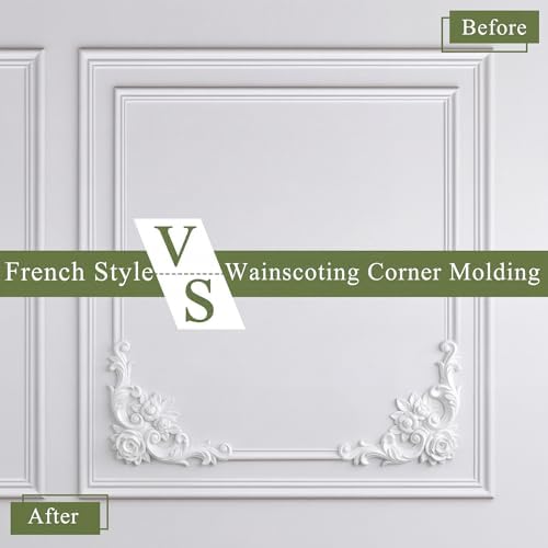 12pcs Corner Wall Molding, Wainscoting Floral Molding - Image 4