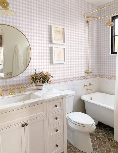 Heroad Pink Peel and Stick Wallpaper Boho Gingham Checkered Contact Paper - Image 4