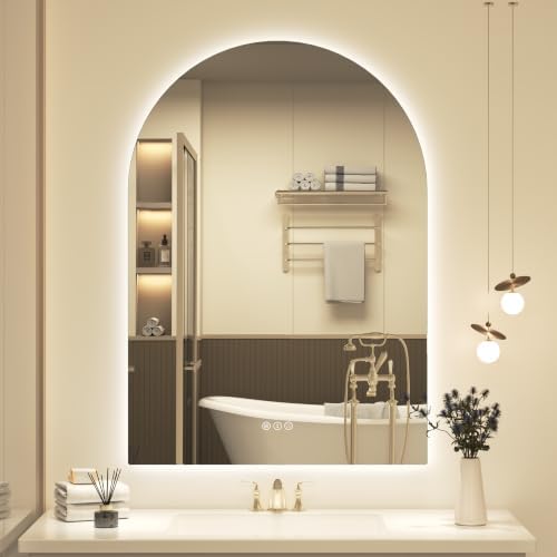 Arched Backlit LED Lighted Bathroom Mirror 30x42 by LuxulumMirror