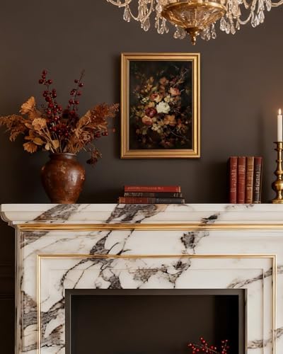 VIYYIEA Gold Framed Moody Dark Floral Wall Art, 16x12 Inch - Image 5
