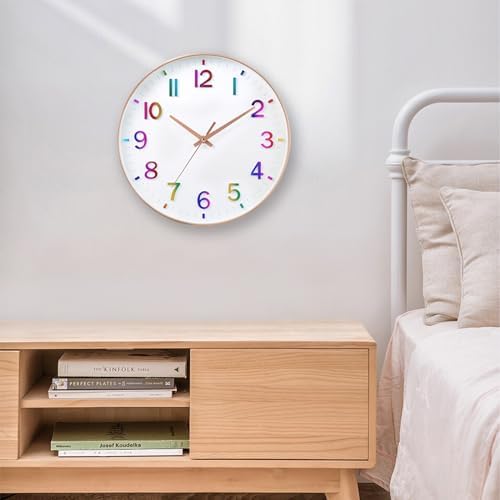 HZDHCLH 12 Inch Silent Wall Clock Battery Operated Non Ticking Colorful - Image 7