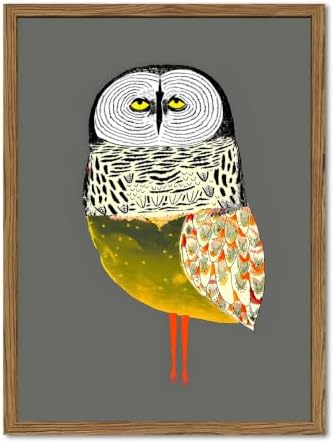Funny Owl Wall Art, Whimsical Bird Wall Decor Painting Cute Animal Poster by BringCharactertoYourWalls