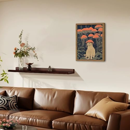 Framed Vintage Cat Wall Art, Whimsical White Cat - Image 7