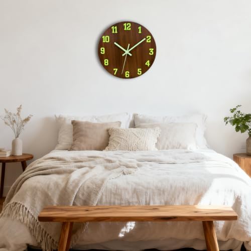Glow in The Dark Wall Clock, 12 Inch Wooden Clocks - Image 3