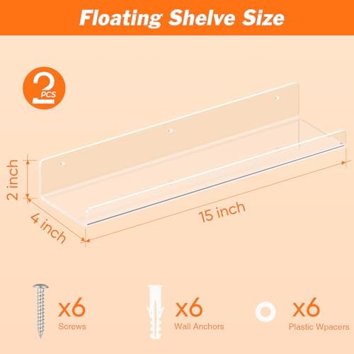 Dooiclear 2 Pack Floating Shelves - Image 3