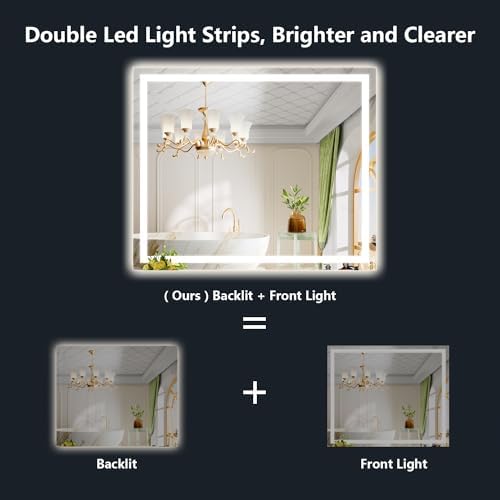48x40 LED Bathroom Mirror with Lights, Lighted Vanity Mirror - Image 2