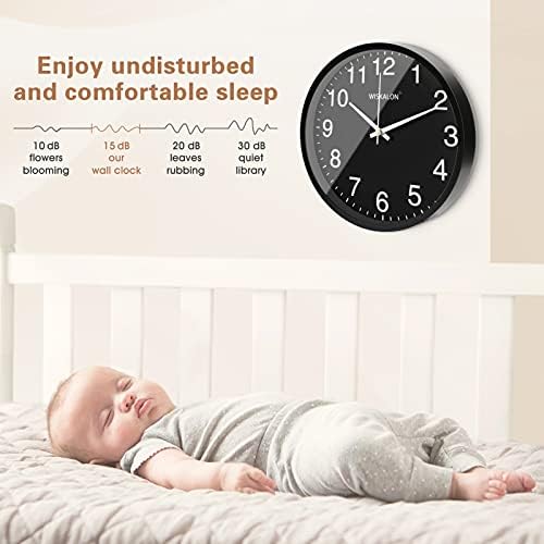 10in Silent Black Wall Clock Battery Operated Home Room Office Wall Decor - Image 4