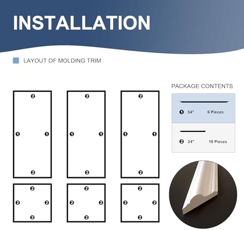 NeatiEase Peel and Stick Wall Molding Kit 6-Frame Pre-Made, Ready-to-Assemble - Image 2