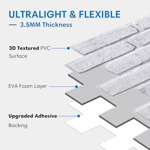 COMSTICKC 3D Faux Brick Wall Panel Peel and Stick Wall Covering - Image 4