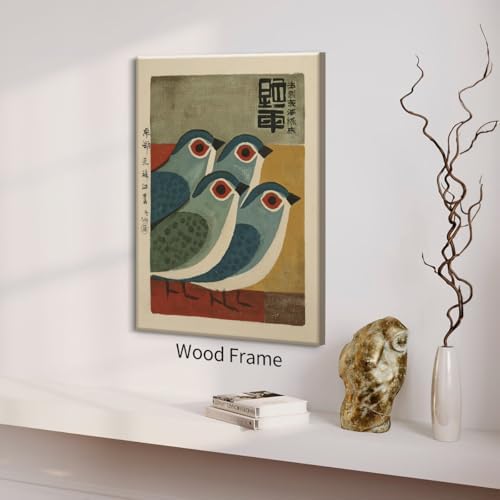 Japanese Mid Century Blue Bird Framed Posters Prints Vintage Animal Wall Art - Image 4