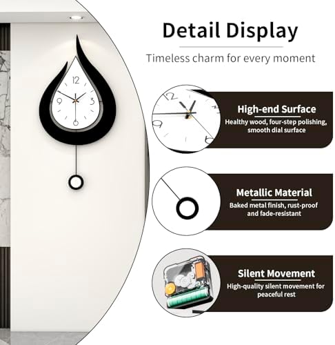 Decorative Modern Silent Pendulum Wall Clock - Image 6
